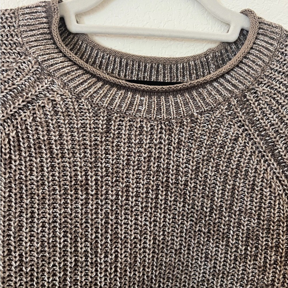 Ellen Tracy Womens Tan Marled Raglan Sleeve Crew Neck Sweater Small - Picture 6 of 10